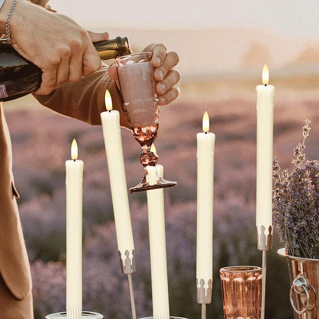 Flameless Taper Candles Flickering Battery Operated, 6-pack
