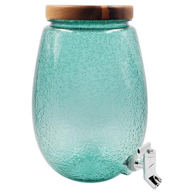 Threshold™ Seeded Plastic Beverage Dispenser with Wood Top - Green