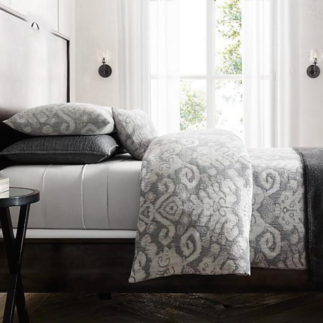 Italian Textural Jacquard Sham - Standard Charcoal/Soft White