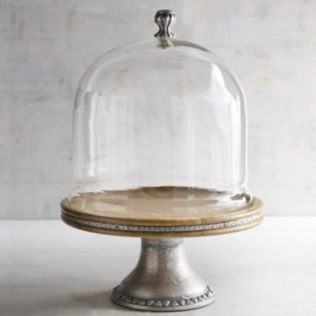 Bennington Wood & Metal Cake Stand with Dome