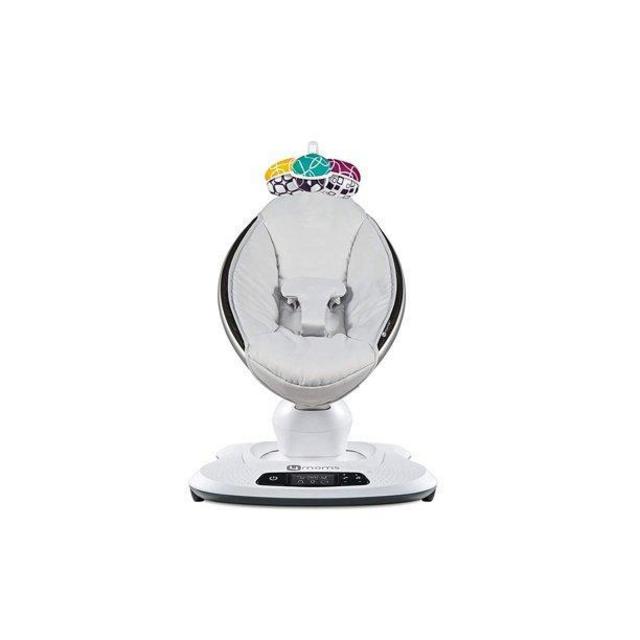 4moms mamaRoo 4 Baby Swing, Bluetooth Baby Rocker with 5 Unique Motions, Smooth, Nylon Fabric, Grey Classic