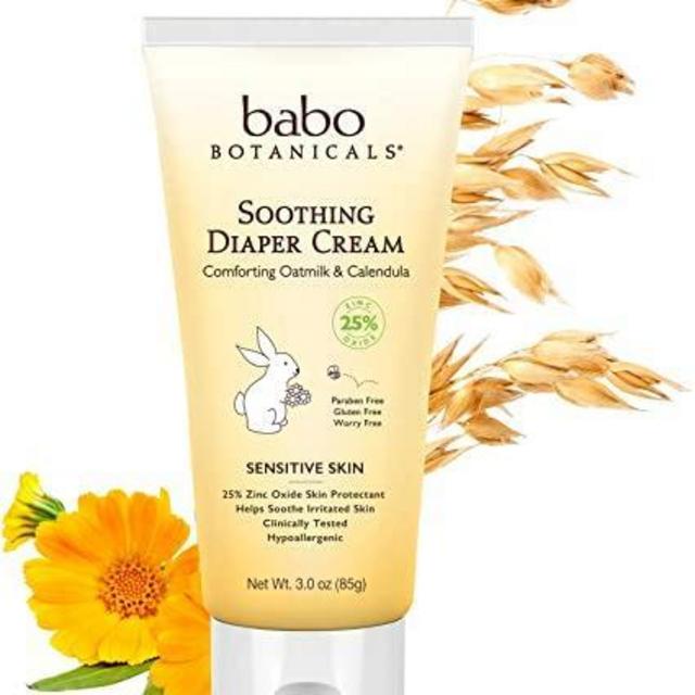 Babo Botanicals Soothing Baby Diaper Cream with Oatmilk and Perservative and Mineral Oil Free Vegan 2Pack oz, Oat Milk Calendula, Pack 3 Ounce, 2 Count