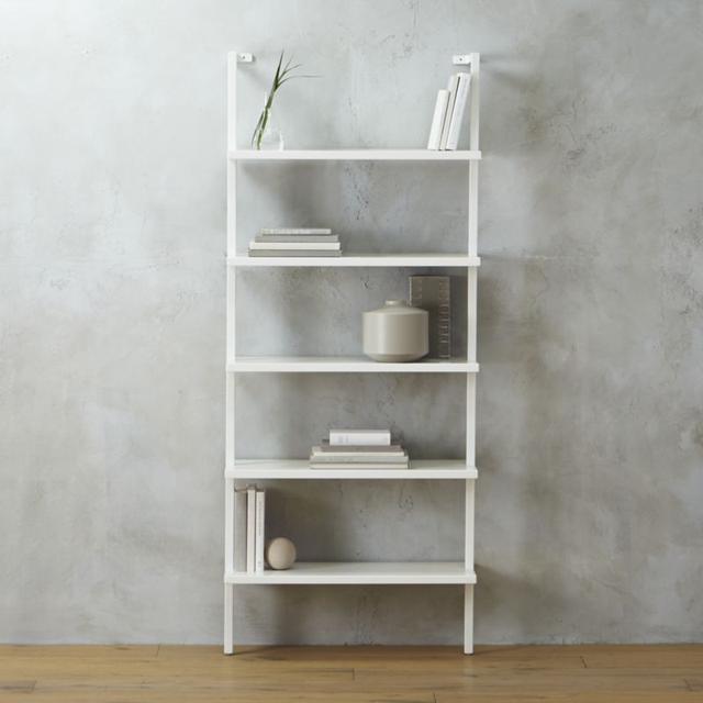 stairway white 72.5" wall mounted bookcase