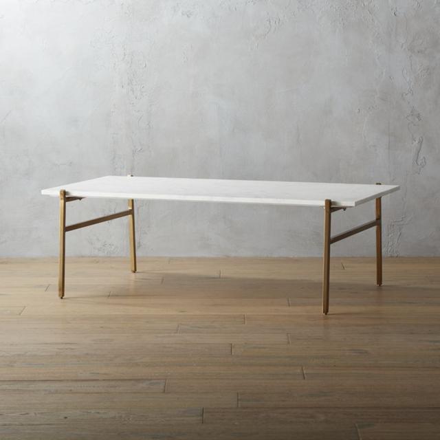 slab marble coffee table with brass base