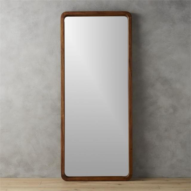 acacia wood 33"x73" floor mirror