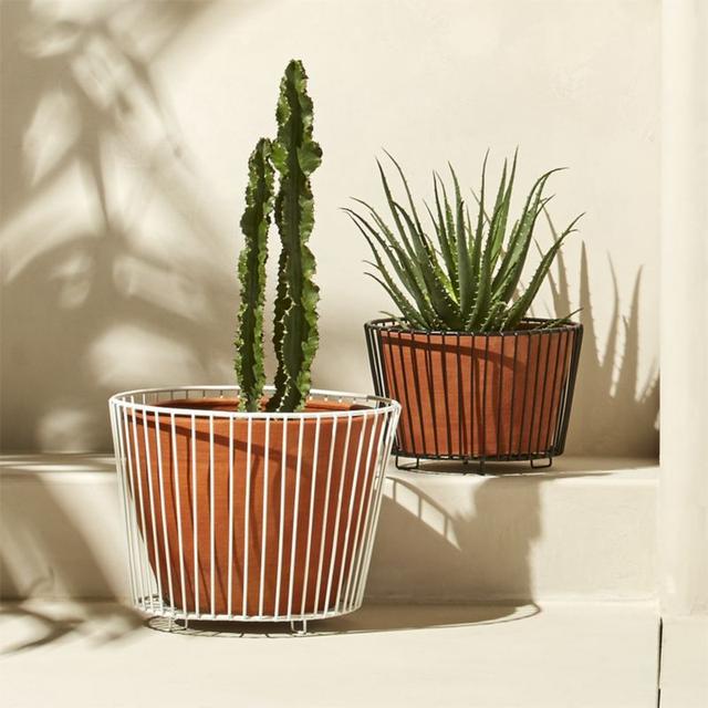 wire and terracotta large white planter