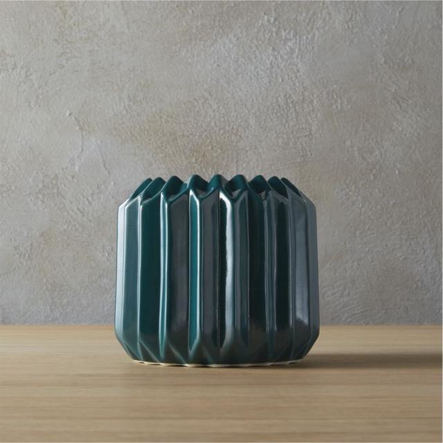 accordion teal vase-planter