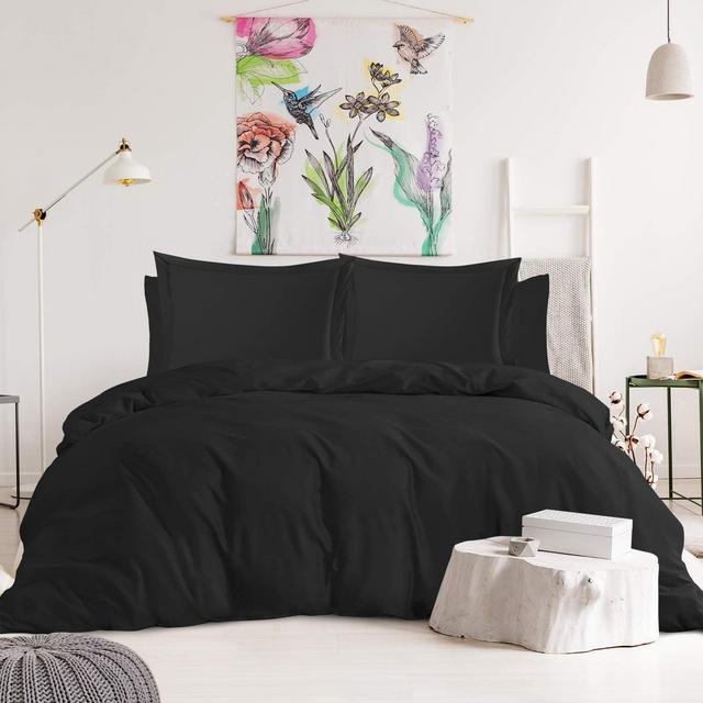 Nestl Bedding Duvet Cover 6-Piece Set - 1000 Thread Count Sheets - Tri Blend Cotton Duvet Cover with Zipper, Deep Pocket Fitted Sheet, 2 Cooling Pillow Cases, 2 Pillow Shams - King, Black