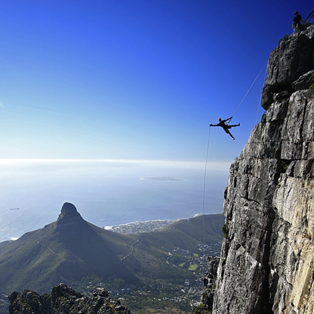 Abseiling off Table Mountain