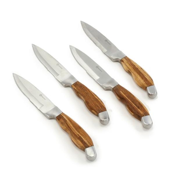 Bamboo and Stainless Steel Tiger Steak Knives