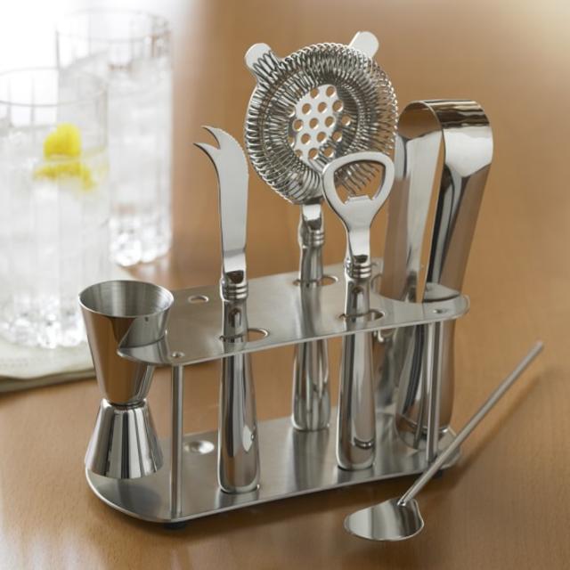 Stainless-Steel Bar Tools Set with Stand