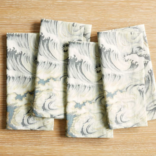 Wave Print Cotton Napkins, Set of 4