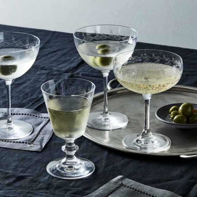 Vintage-Inspired Etched Cocktail Glasses - Set of 12