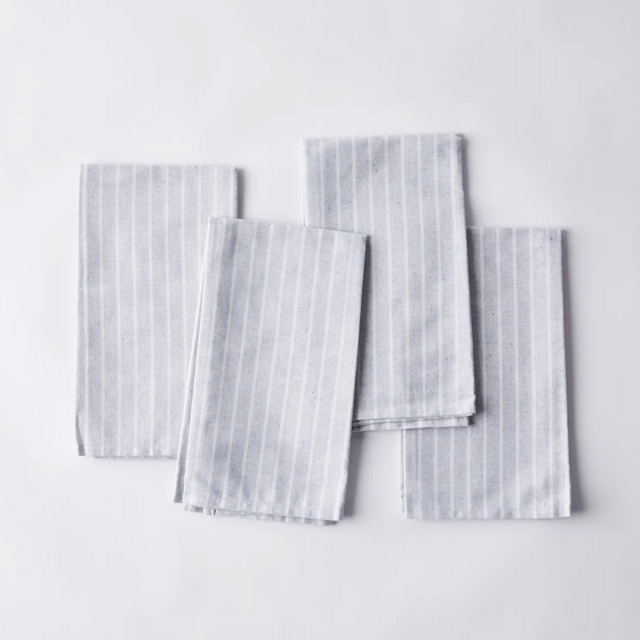 Meema Upcycled Denim Cotton Stripe Table Linens