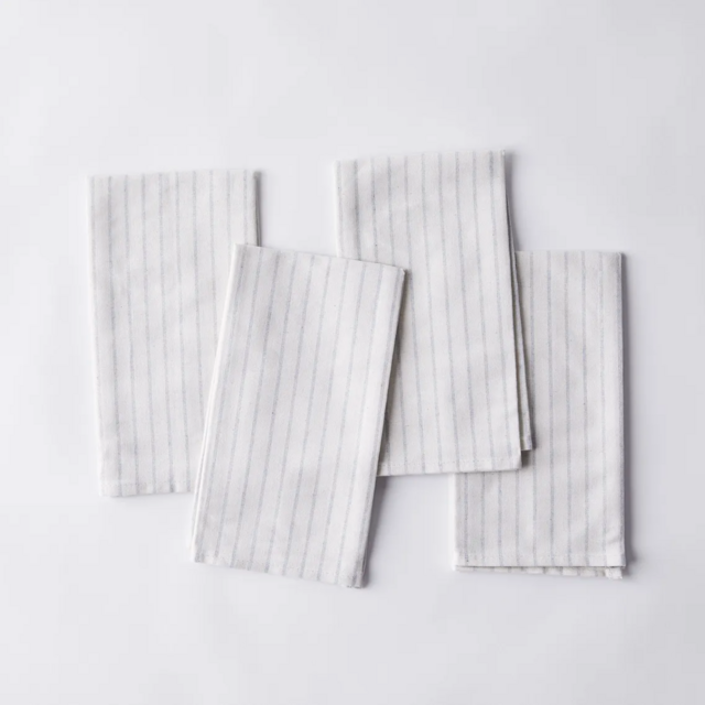 Meema Upcycled Denim Cotton Stripe Table Linens