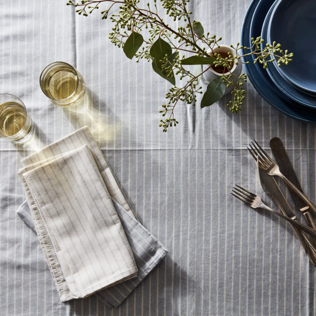 Meema Upcycled Denim Cotton Stripe Table Linens