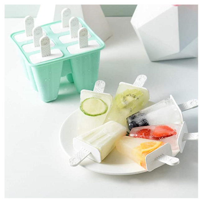 Helistar Popsicle Molds 6 Pieces Silicone Ice Pop Molds BPA Free Popsicle Mold Reusable Easy Release Ice Pop Maker with Silicone Funnel and Cleaning Brush, Green