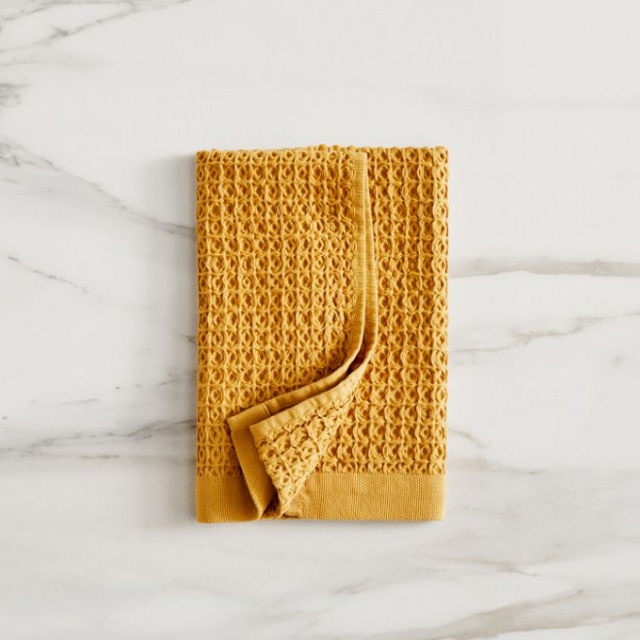 Waffle Organic Hand Towel in Golden Oak