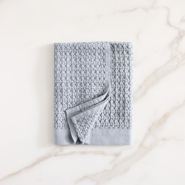 Waffle Organic Hand Towel in Arctic Blue