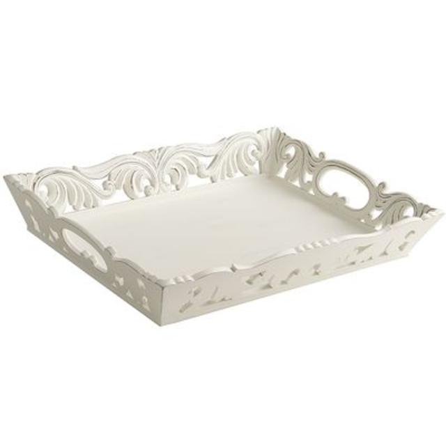 Nettie Carved Tray - White Medium