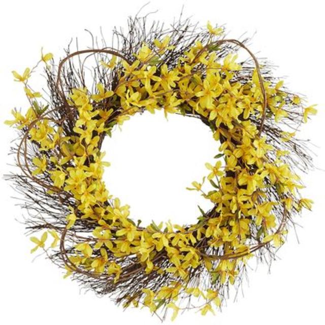 Oversized Faux Forsythia Wreath - Yellow