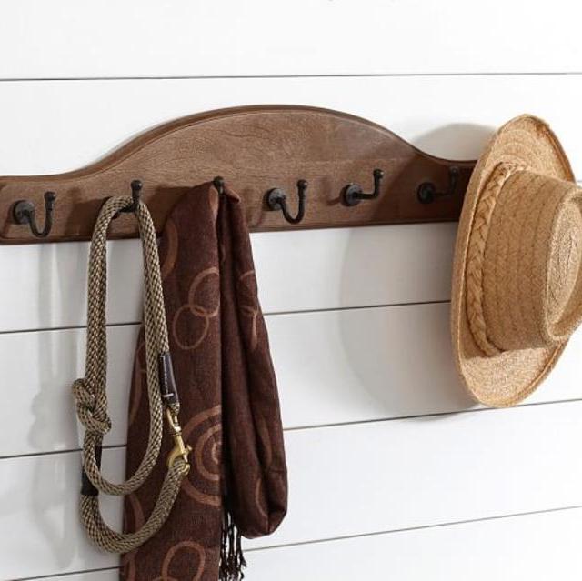 Wood Plaque Row of Hooks