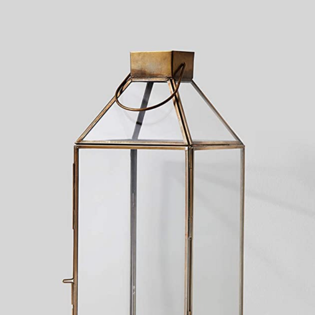 Serene Spaces Living Small Size Square Gold Lantern, Measures 10 inches Tall, Sold Individually