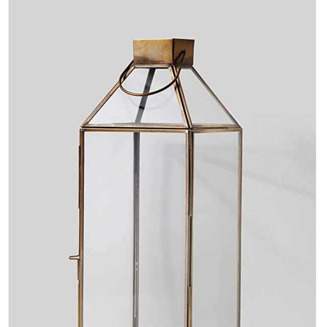 Serene Spaces Living Small Size Square Gold Lantern