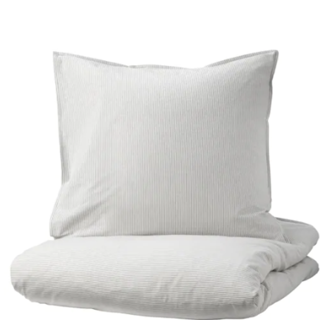 BERGPALM   duvet cover bedding set, gray stripes