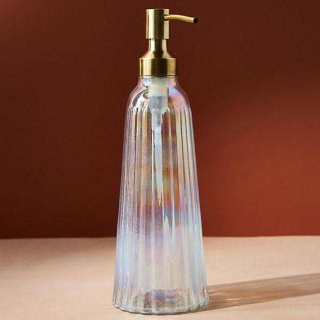 Lustrous Glass Bath Collection Soap Dispenser - Gold