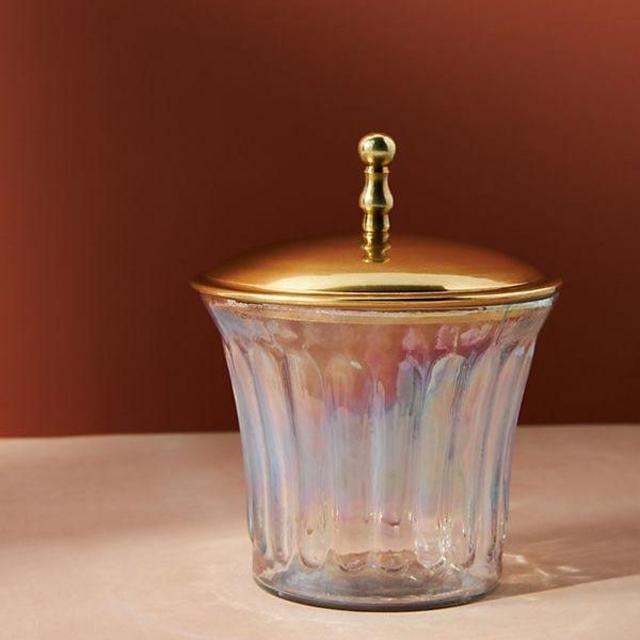 Lustrous Glass Bath Collection Canister - Gold