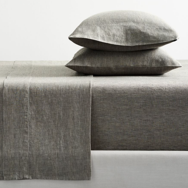 Belgian Flax Linen Sheet Set (Cal King Heathered Gray)