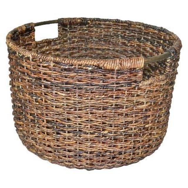 Wicker Large Round Basket Dark Brown