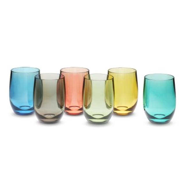 DuraClear® Osteria Red Wine Stemless Glasses, Set of 6, Multi-Color