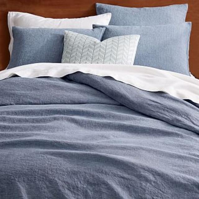 Belgian Flax Linen Melange Duvet Cover – Shadow Blue