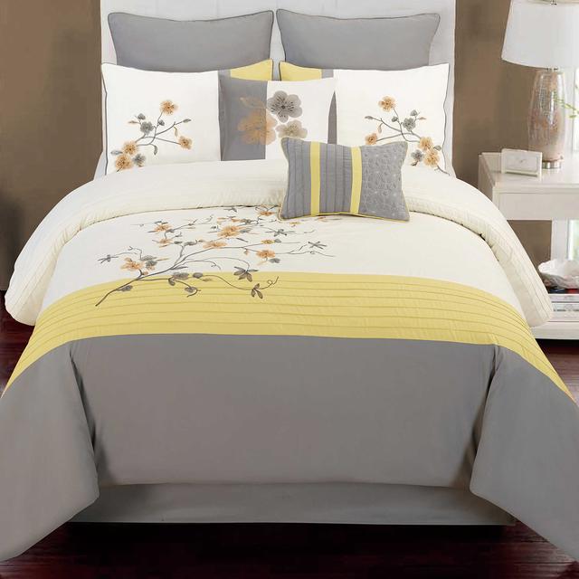 Camisha 8-Piece Comforter Set in Yellow/Grey