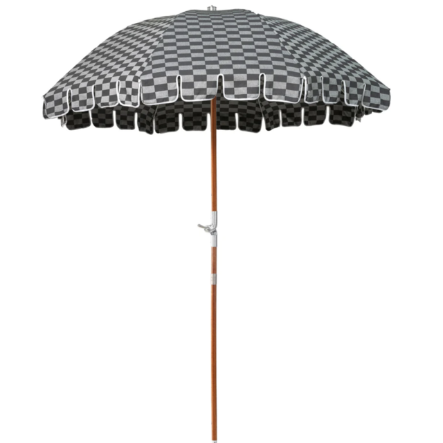 Business & Pleasure: The Premium Beach Umbrella - Vintage Green Check