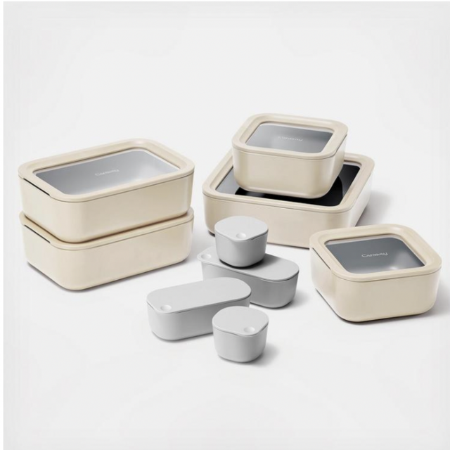 Ceramic-Coated Glass Food Storage Container Set with Lids, BPA-Free, Airtight and Leak-Proof