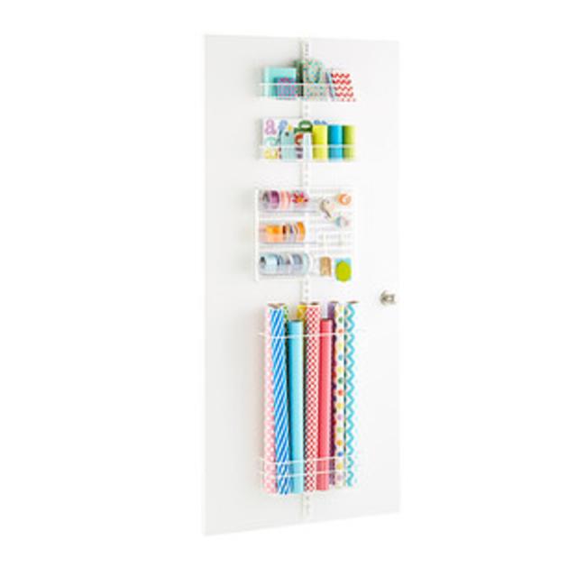 White elfa utility Gift Packaging Door & Wall Rack Solution
