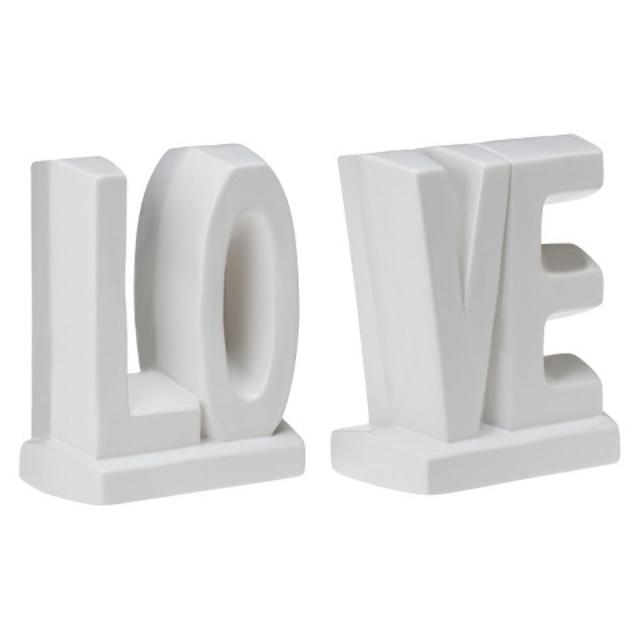 LOVE Ceramic Bookend Set