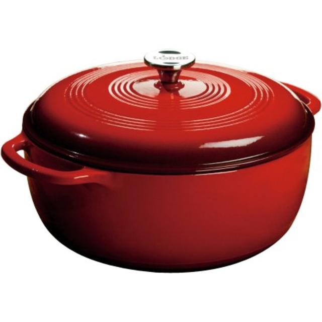 Lodge Enameled Cast Iron Dutch Oven, Red, 7.5 qt