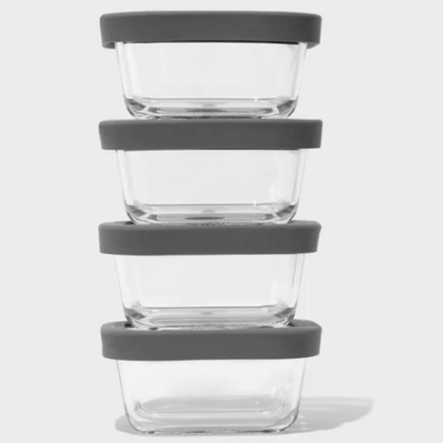 Square Glass Food Storage Containers, Set of 4