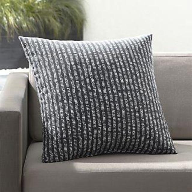 Grit Grey Pinstripe 20" Sq. Outdoor Pillow