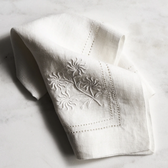 Passiflora Embroidered Linen Napkin