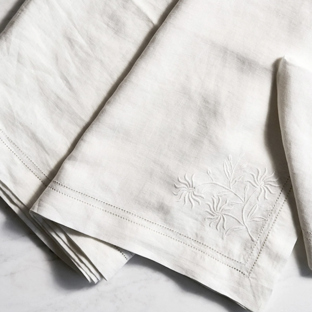 Passiflora Embroidered Linen Tablecloth