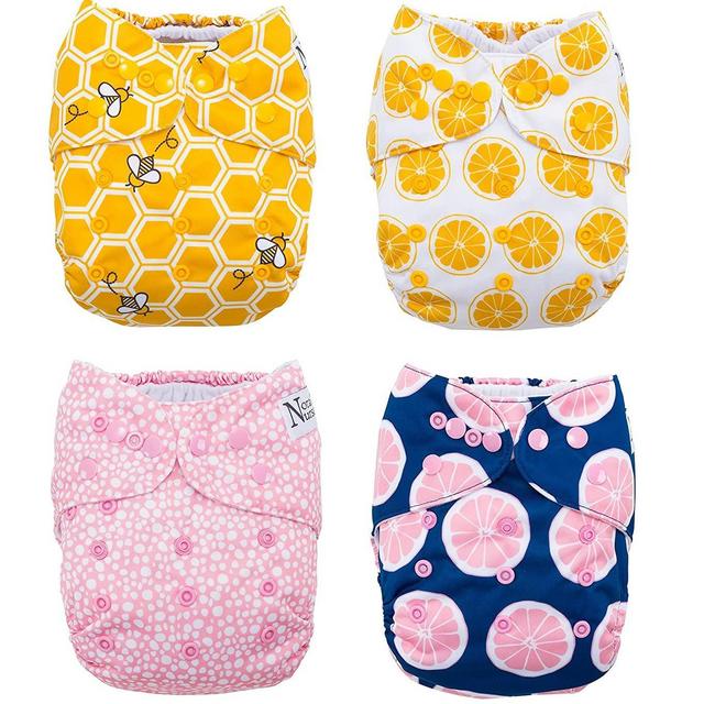 The Bee's Knees 4-Pack Cloth Pocket Diapers with 4 Bamboo Inserts