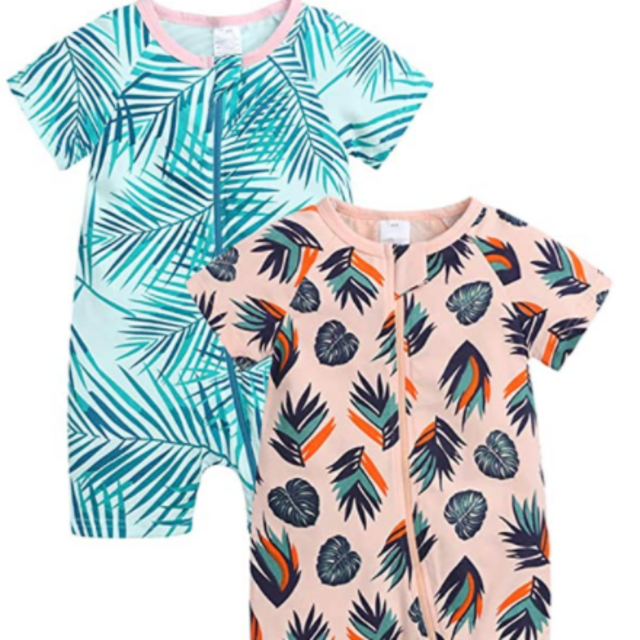 MYGBCPJS Baby Boys Girls Cotton Onesies Short Sleeve Pajamas Infant Graphic Zipper Romper Summer Outfits