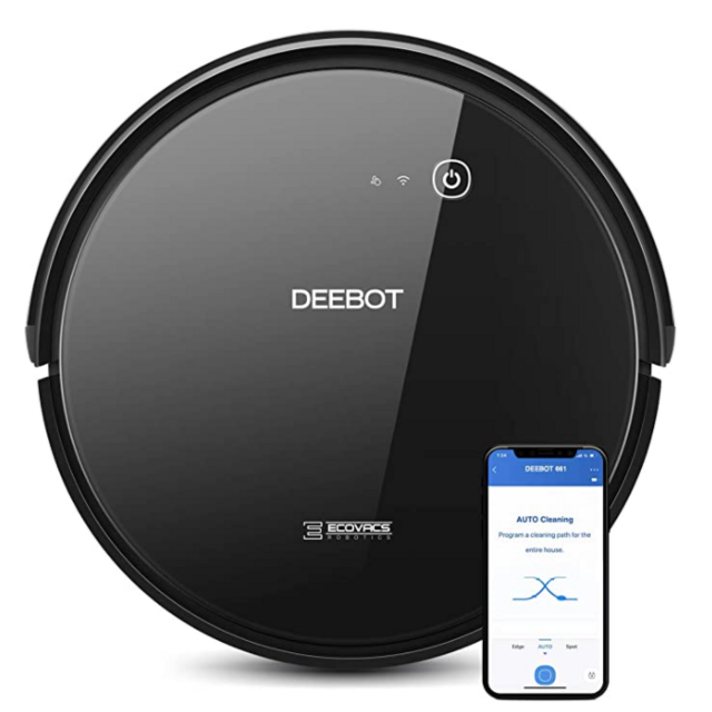 ECOVACS DEEBOT 661 Convertible Vacuuming or Mopping Robotic Vacuum Cleaner with Max Power Suction, Upto 110 Min Runtime, Hard Floors and Carpets, App Controls, Self-Charging, Quiet