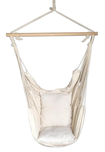 SueSport Hanging Rope Hammock Chair Porch Swing Seat Sky Chair with cushions for Any Indoor or Outdoor Spaces - Max. 265 Lbs - 2 Seat Cushions Included