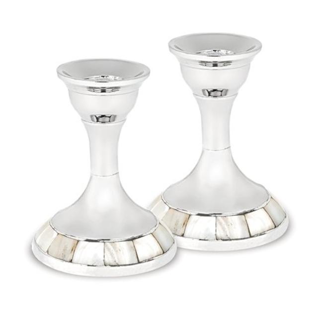 Mother Of Pearl Shabbat Candlesticks